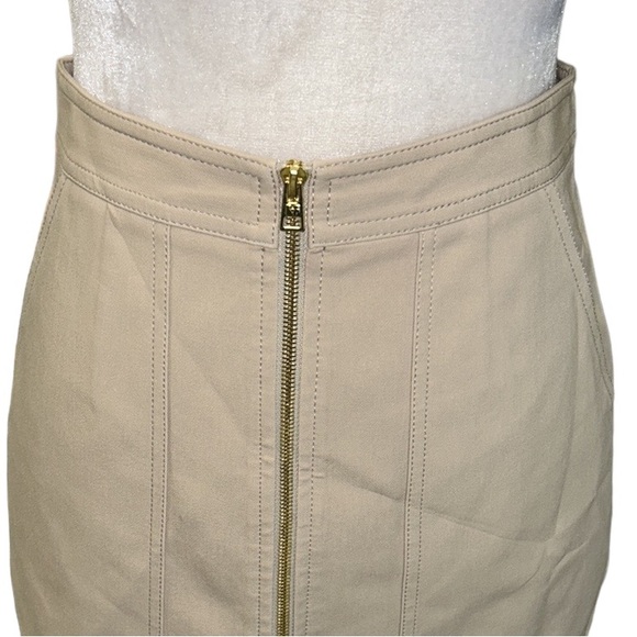 Diane Von Furstenberg Khaki Stretch Patch Pocket Zip Front Midi Pencil Skirt   4 - Picture 6 of 15